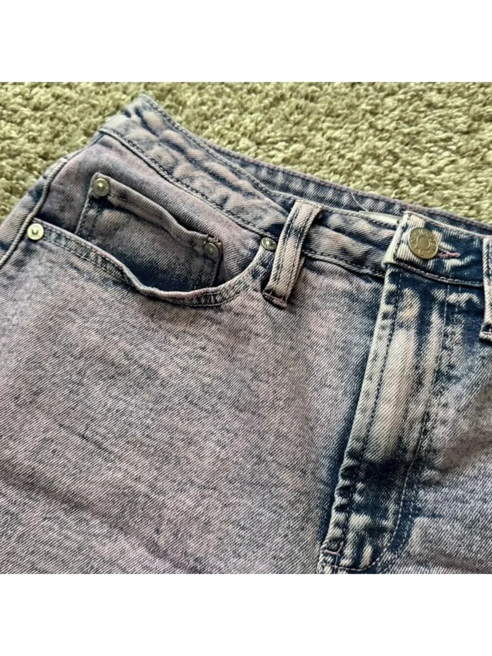 Madden NYC Jean Shorts Women's Size 5 Acid Wash Purple High Waisted Frayed Hem